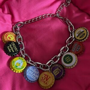 Funky vintage soda cap necklace